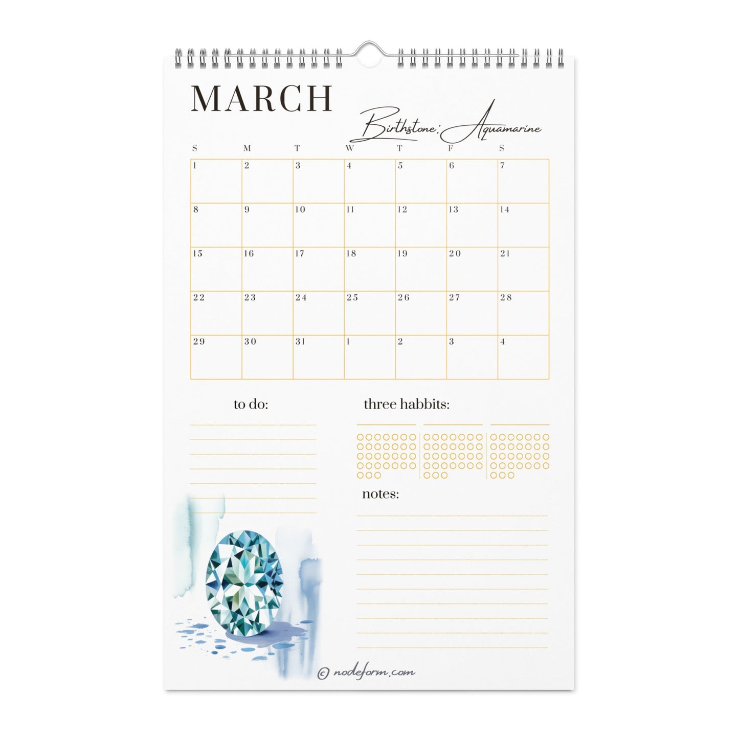 Birthstone Wall Calendar & Planner (2026)