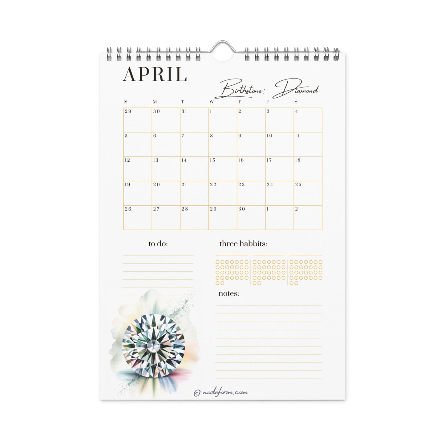 Birthstone Wall Calendar & Planner (2026)