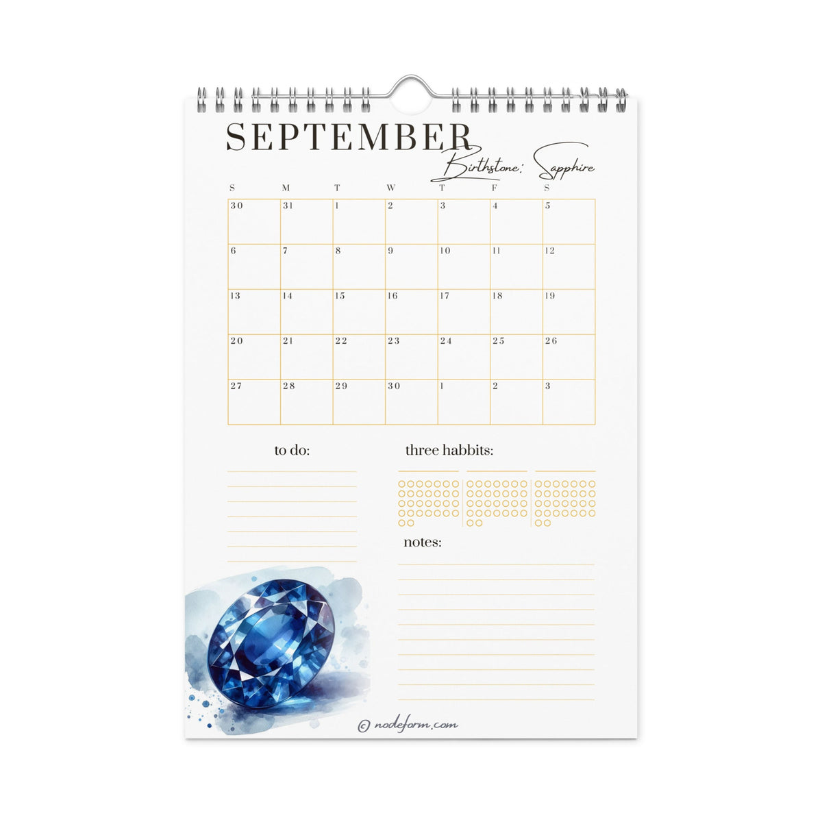 Birthstone Wall Calendar & Planner (2026)