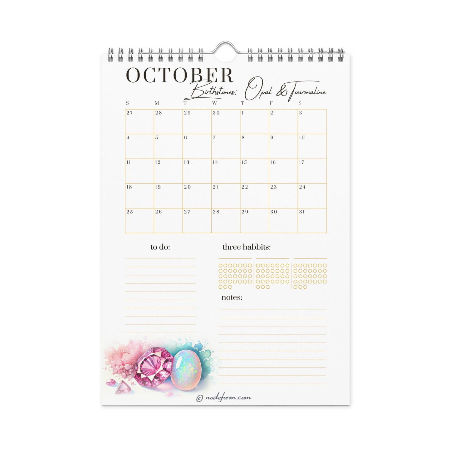 Birthstone Wall Calendar & Planner (2026)