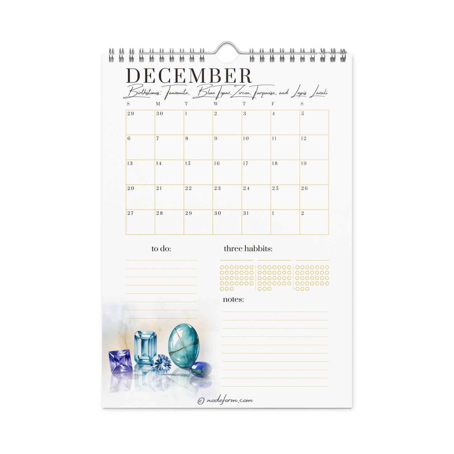 Birthstone Wall Calendar & Planner (2026)