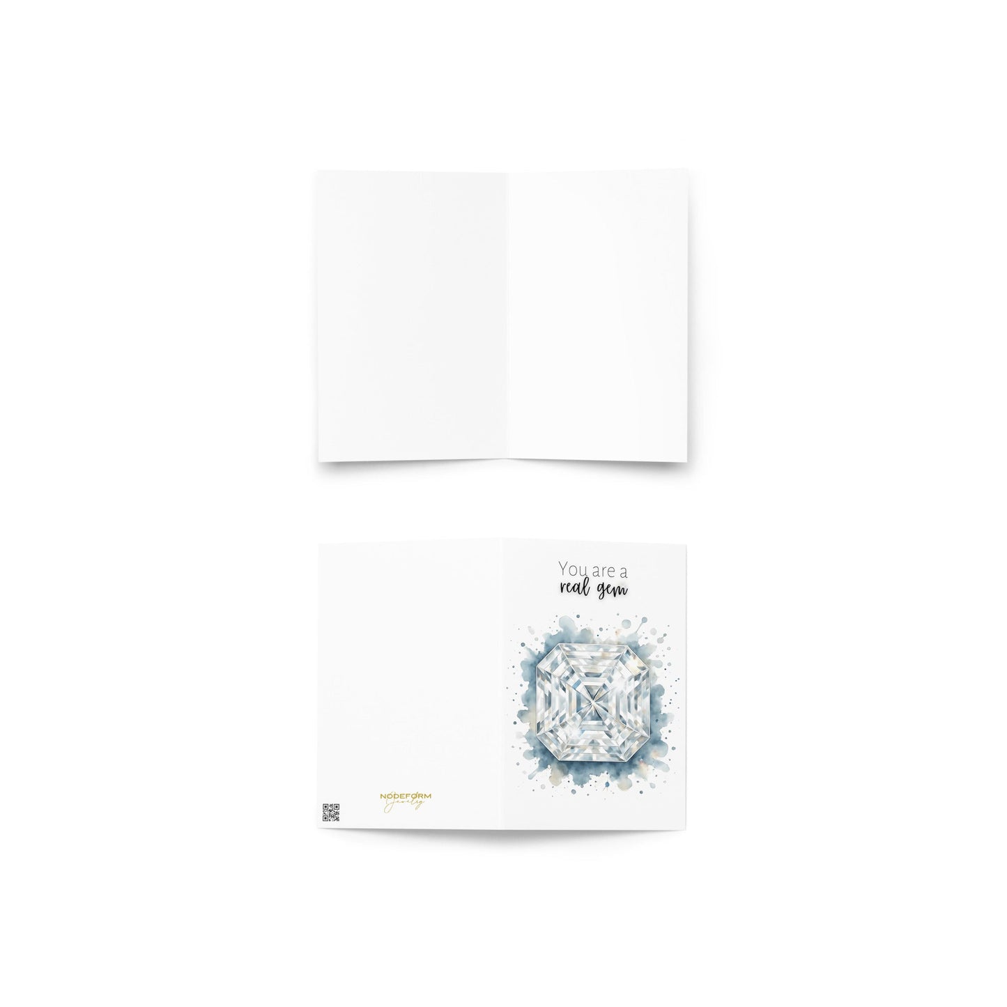 You are a real Gem | Watercolor Asscher Cut Diamond Folded Card