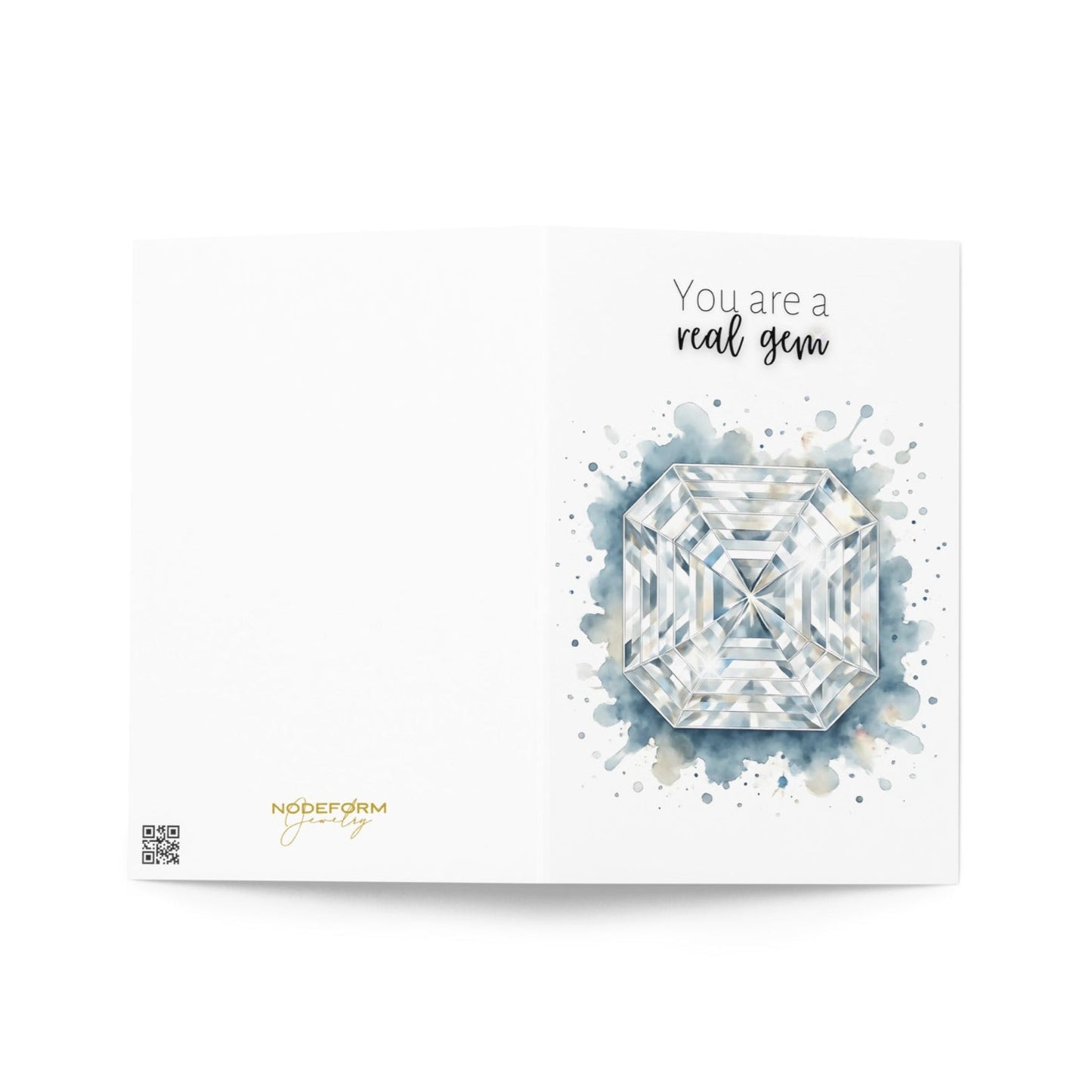 You are a real Gem | Watercolor Asscher Cut Diamond Folded Card
