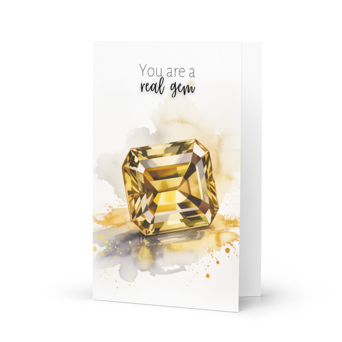 You are a real gem | Watercolor Emerald Cut Citrine Greeting Card
