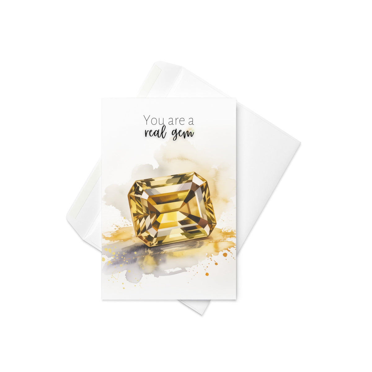 You are a real gem | Watercolor Emerald Cut Citrine Greeting Card