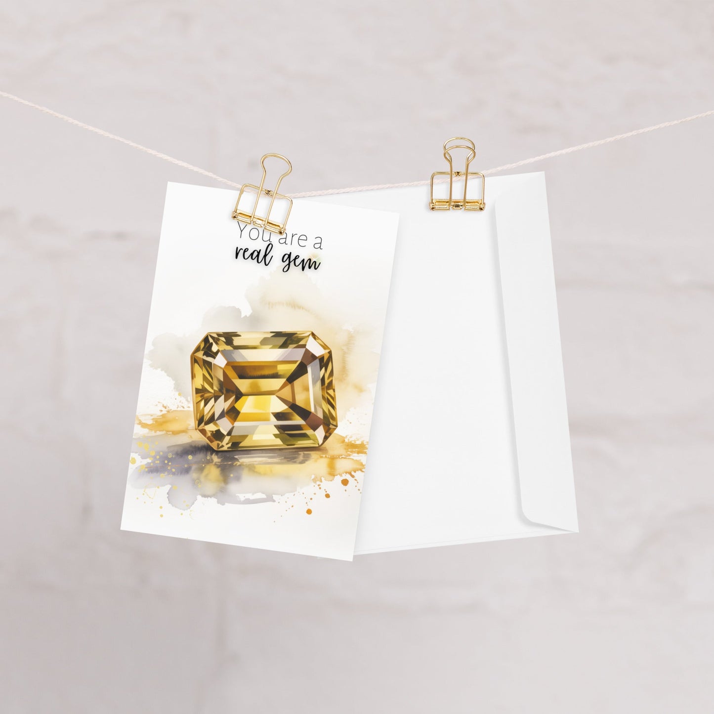 You are a real gem | Watercolor Emerald Cut Citrine Greeting Card