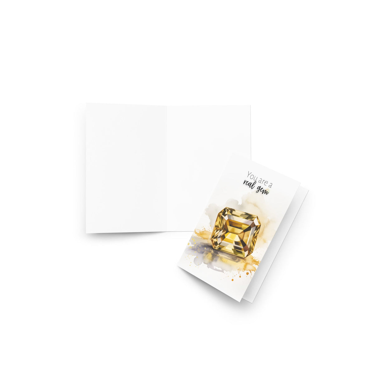 You are a real gem | Watercolor Emerald Cut Citrine Greeting Card