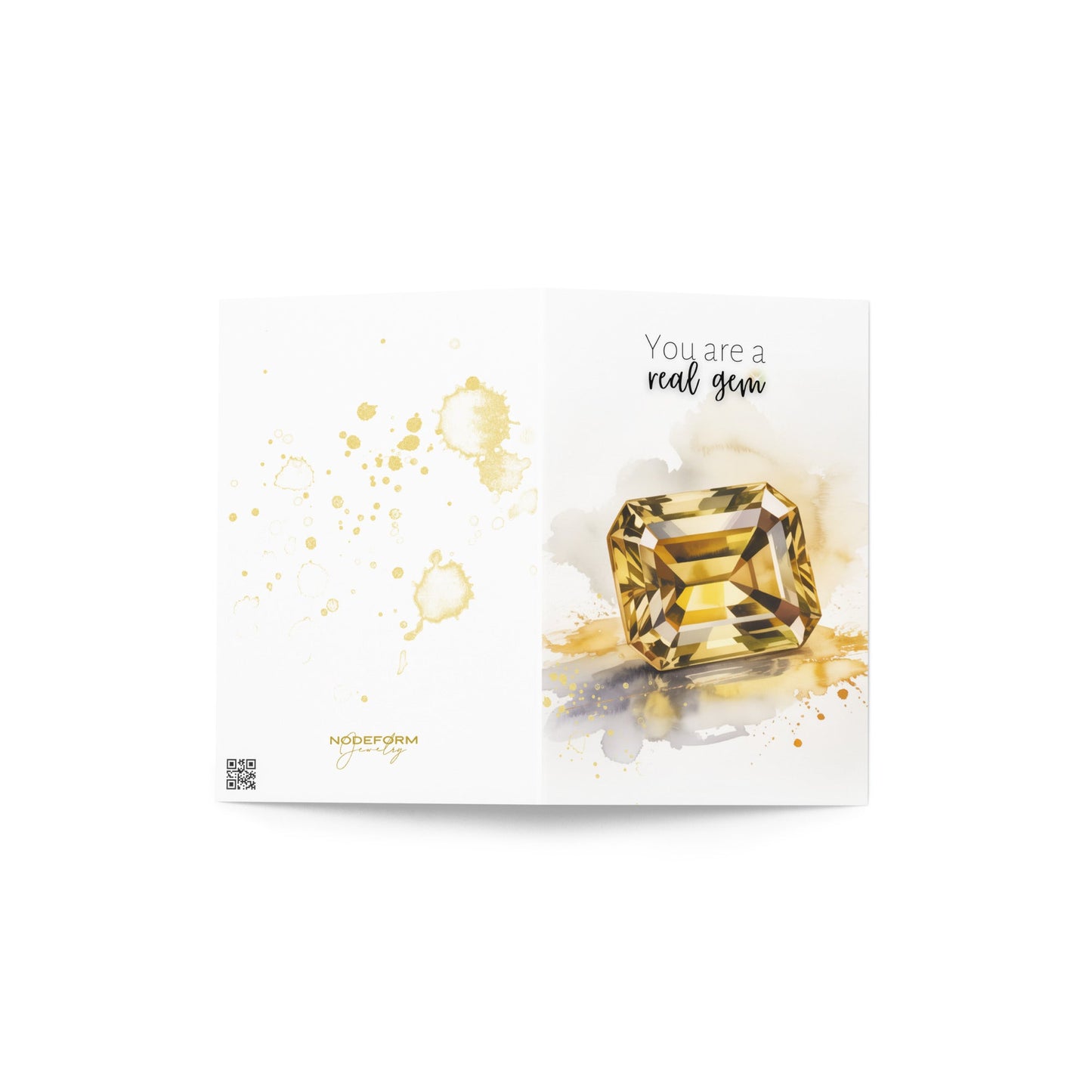 You are a real gem | Watercolor Emerald Cut Citrine Greeting Card