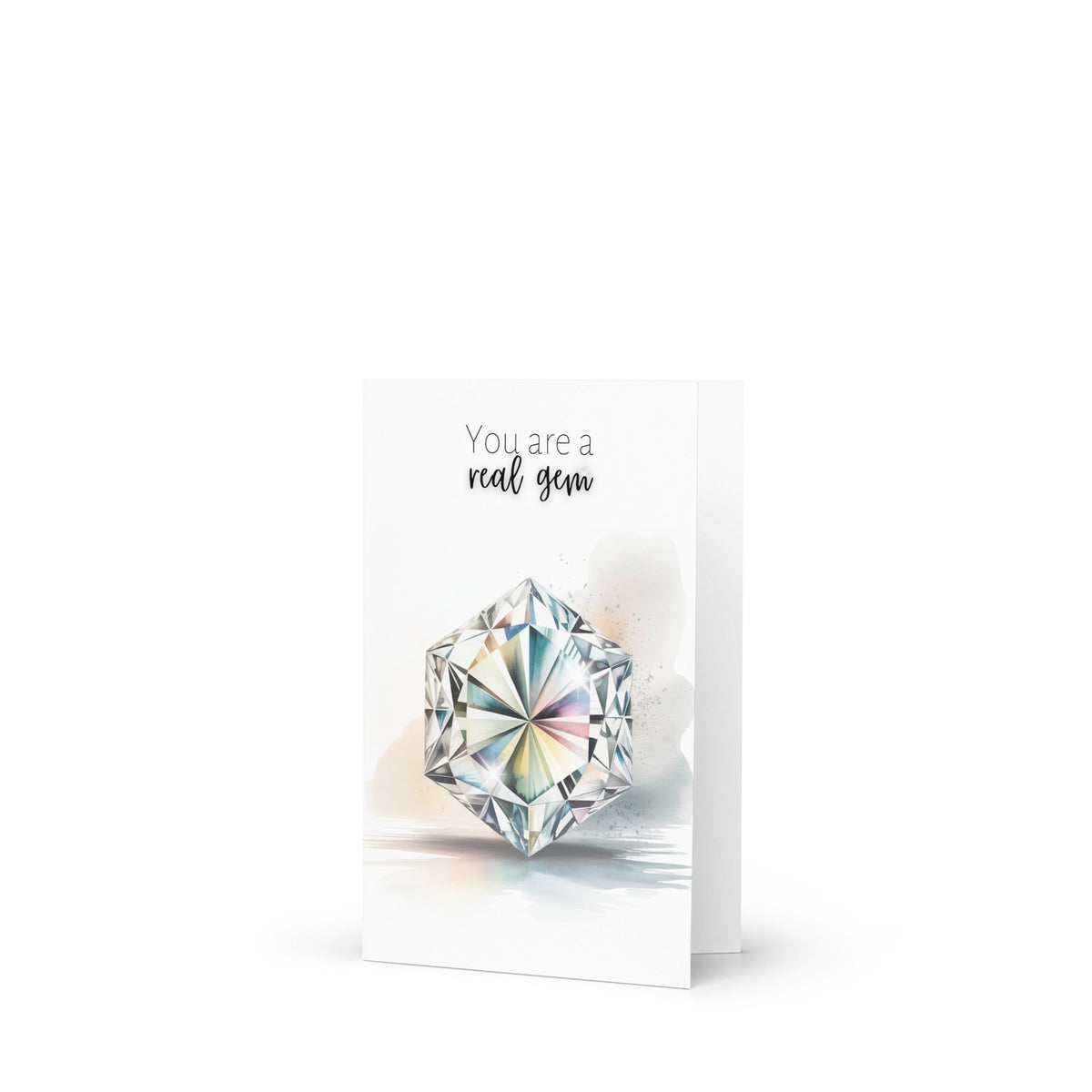 You are a real Gem | Watercolor Hexagon Cut Diamond Folded Card