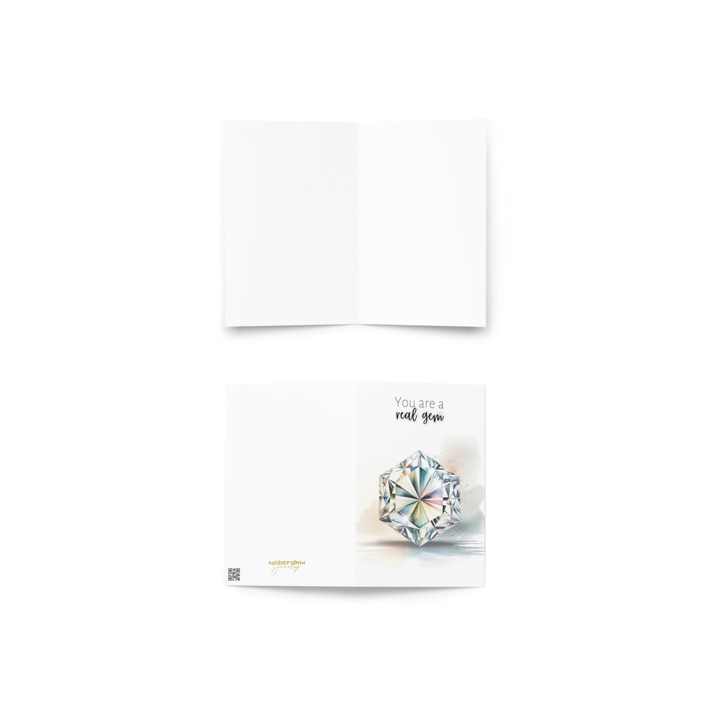 You are a real Gem | Watercolor Hexagon Cut Diamond Folded Card