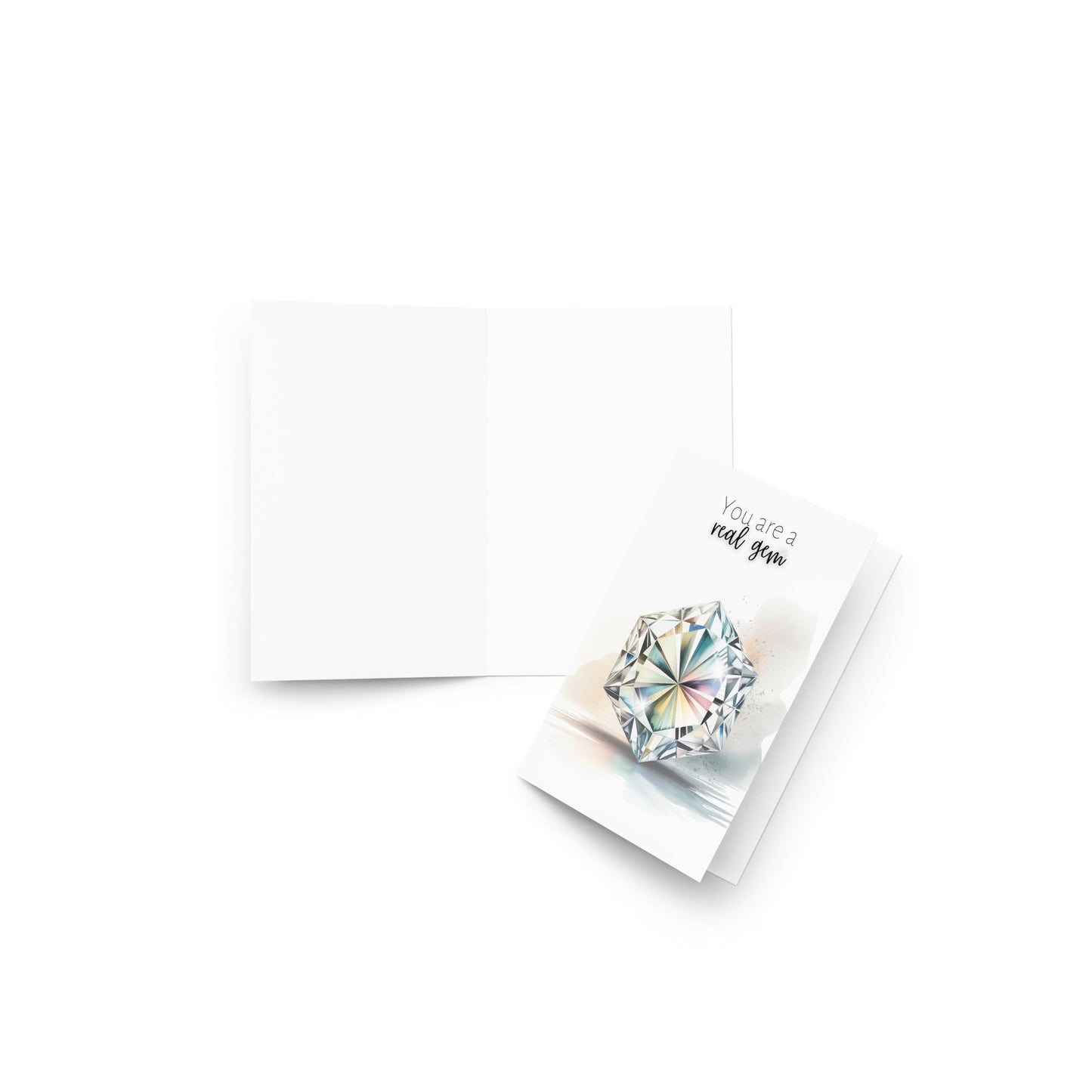 You are a real Gem | Watercolor Hexagon Cut Diamond Folded Card