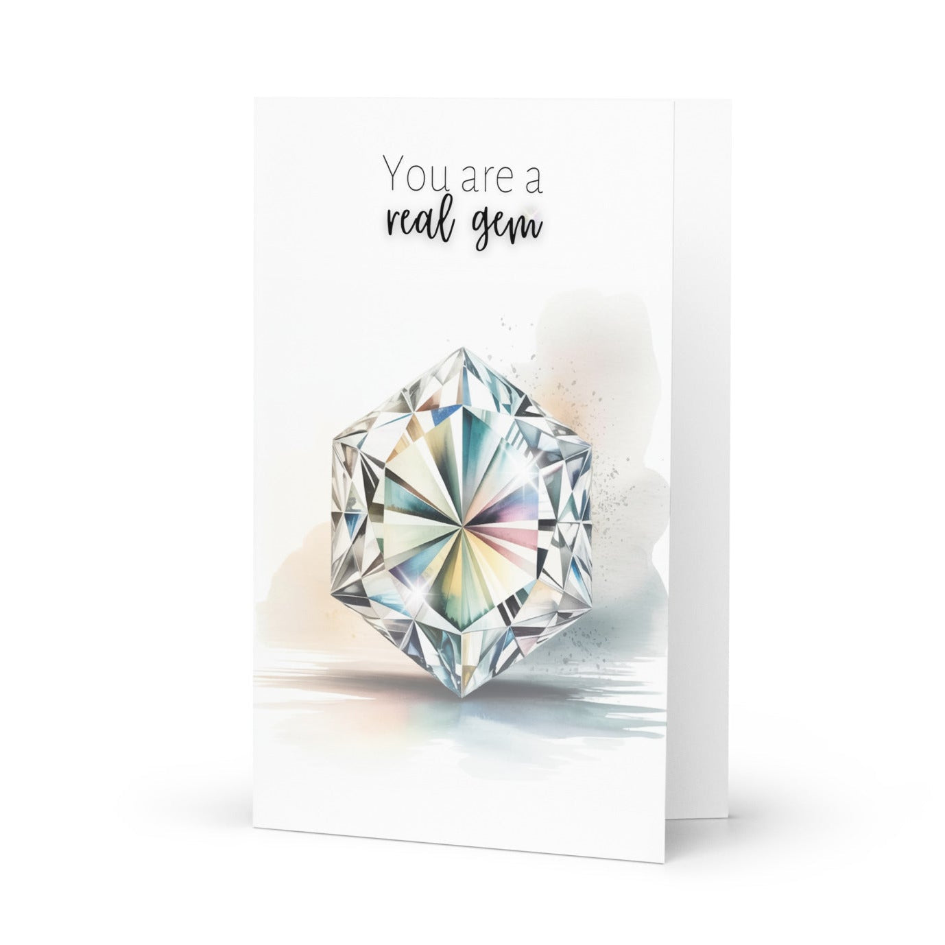 You are a real Gem | Watercolor Hexagon Cut Diamond Folded Card