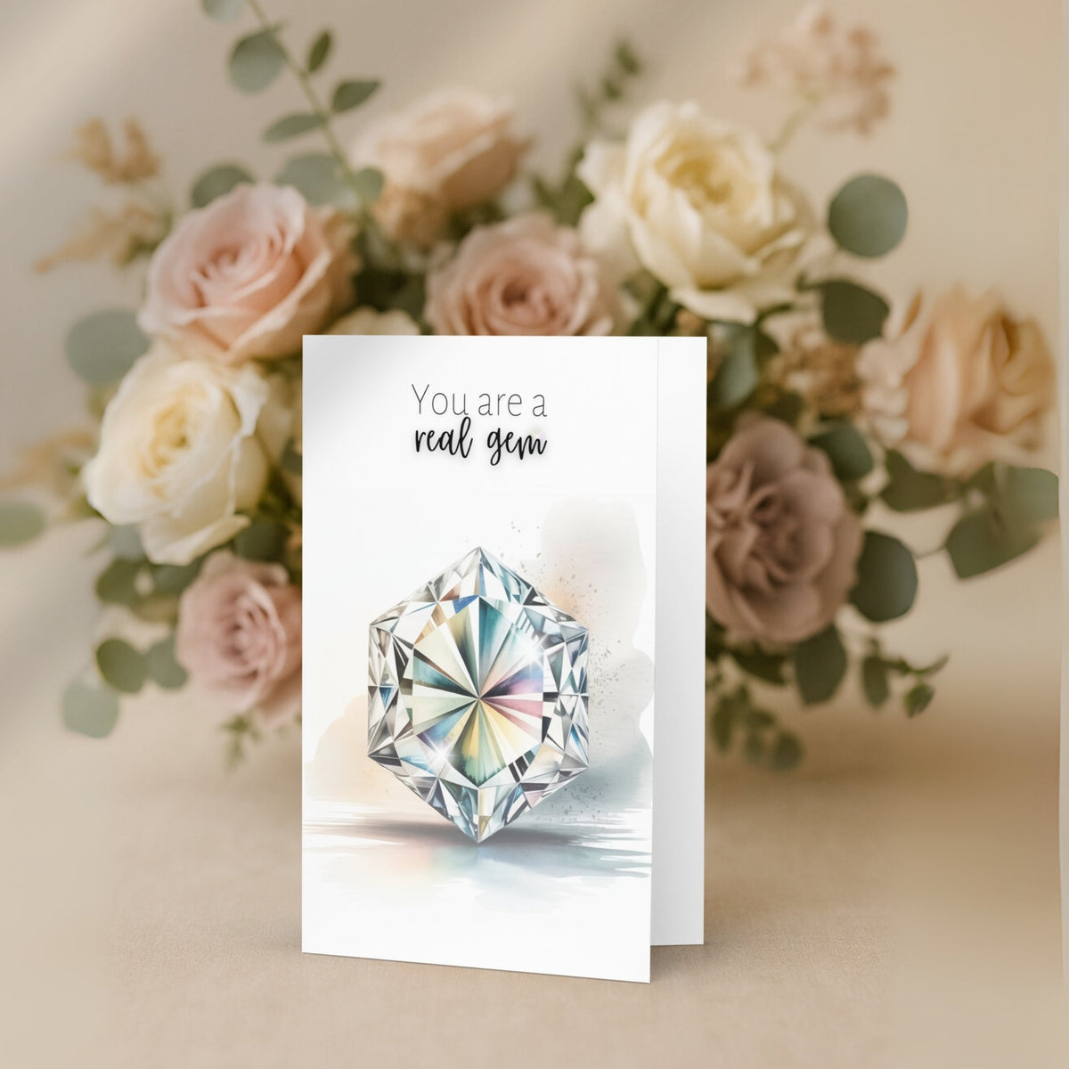 Watercolor Diamond Print Folded Cards - Set of 5