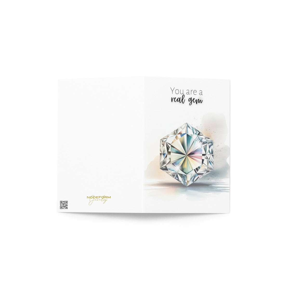 You are a real Gem | Watercolor Hexagon Cut Diamond Folded Card