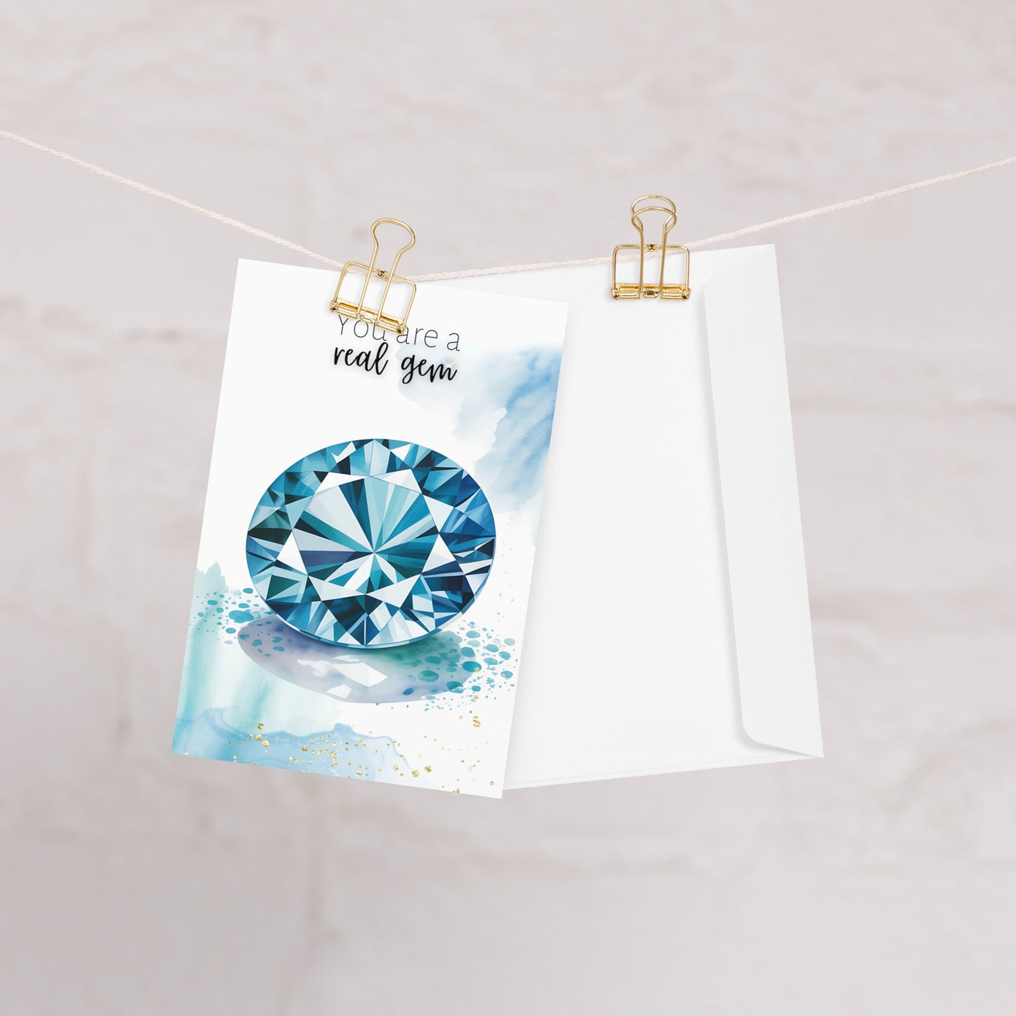 You are a real gem | Watercolor London Blue Topaz Greeting Card