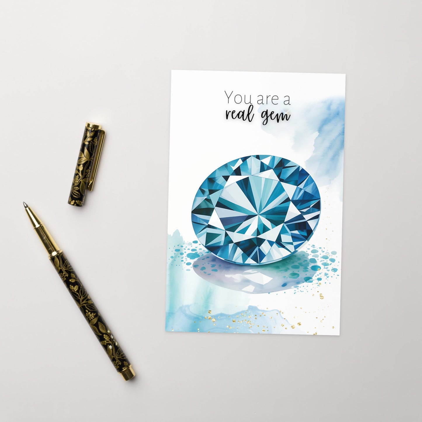You are a real gem | Watercolor London Blue Topaz Greeting Card