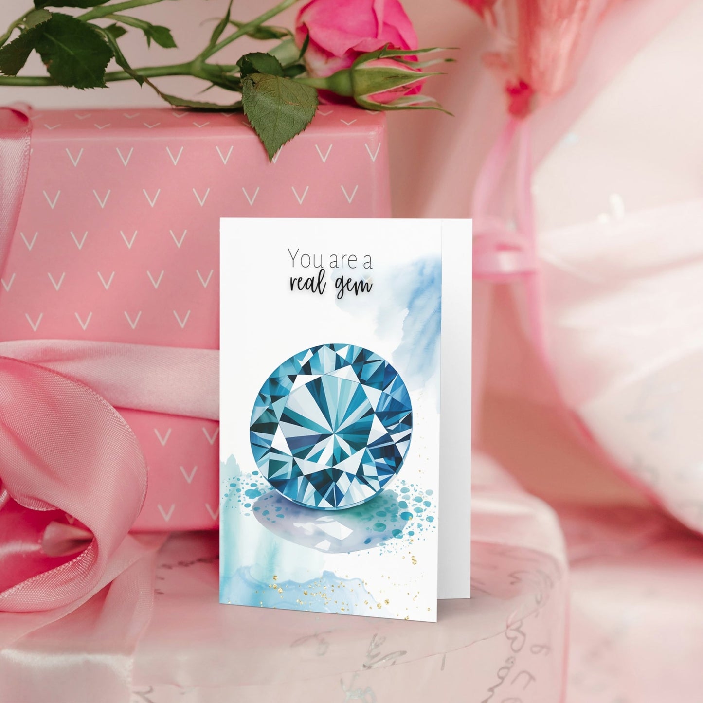 You are a real gem | Watercolor London Blue Topaz Greeting Card