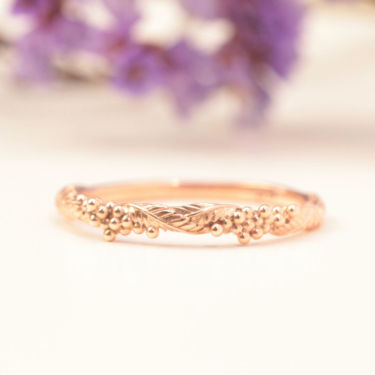 Wattle Leaf Wedding Ring Set
