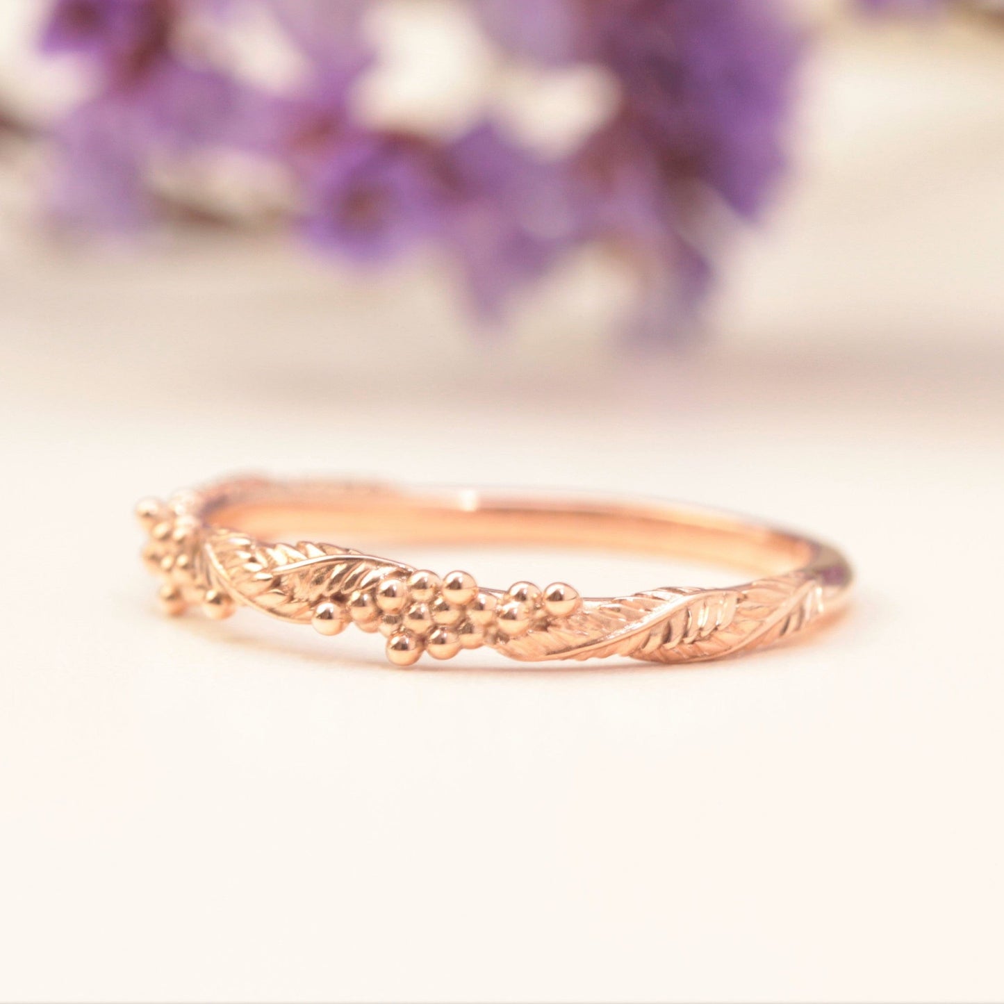 Wattle Leaf Wedding Ring Set
