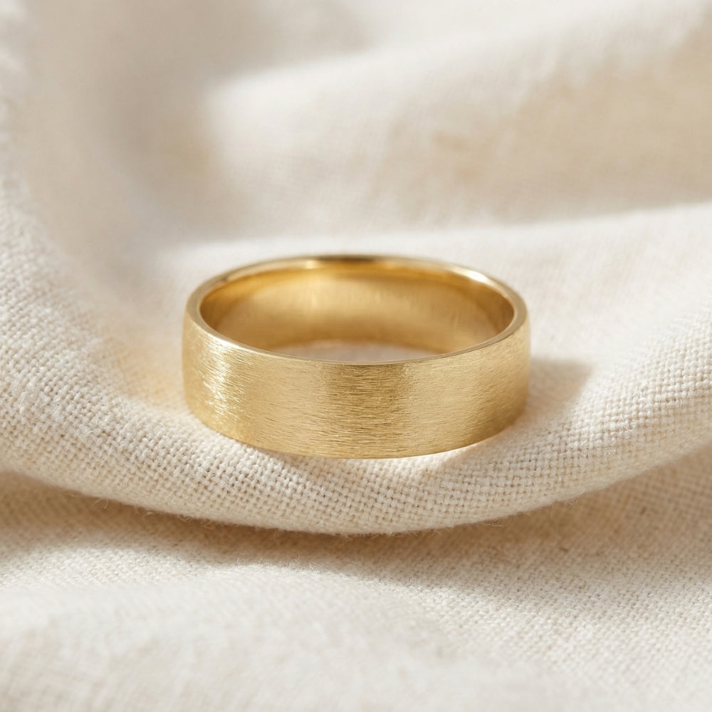 Men's Brushed Wedding Anniversary Band 14k Gold or Platinum