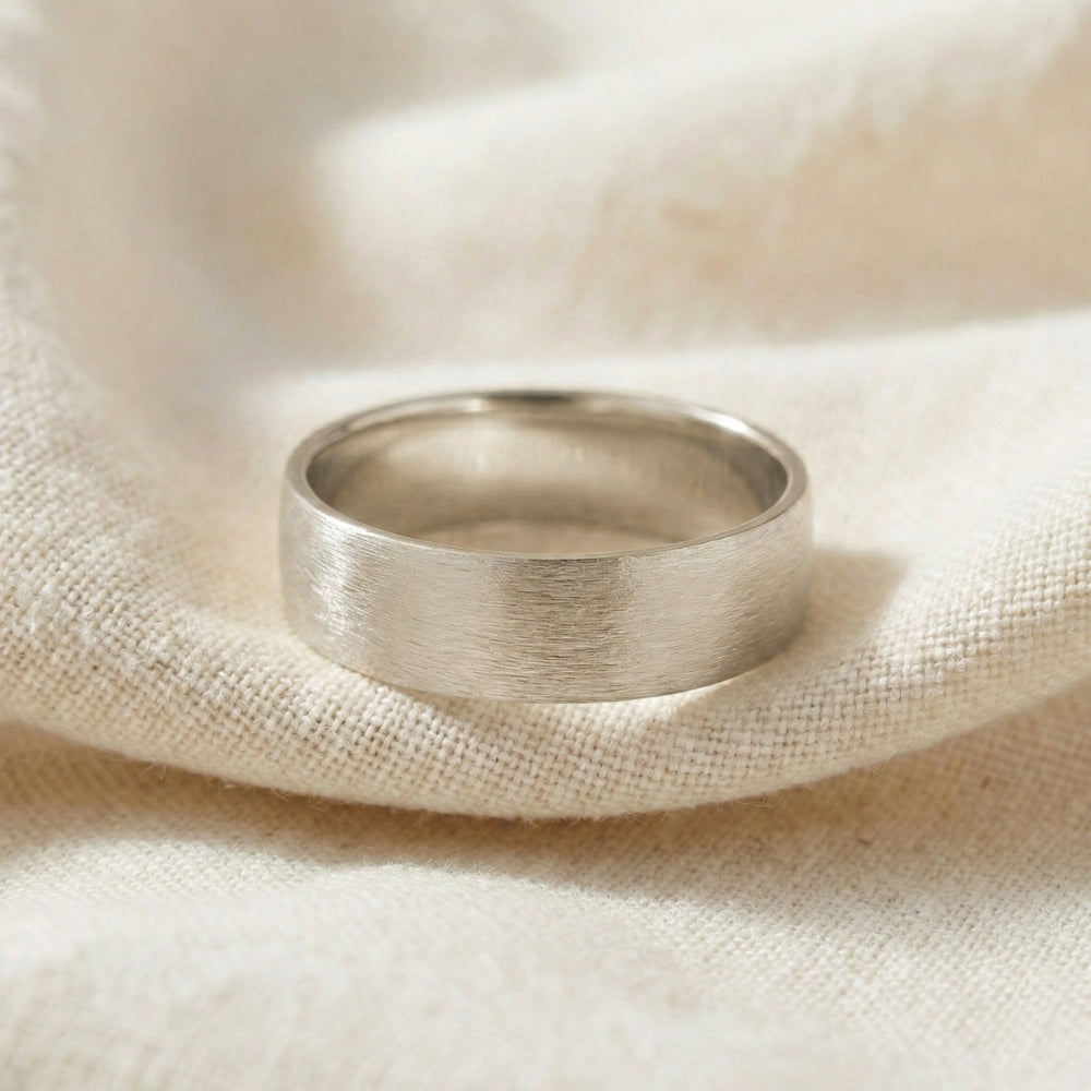 Men's Brushed Wedding Anniversary Band 14k Gold or Platinum
