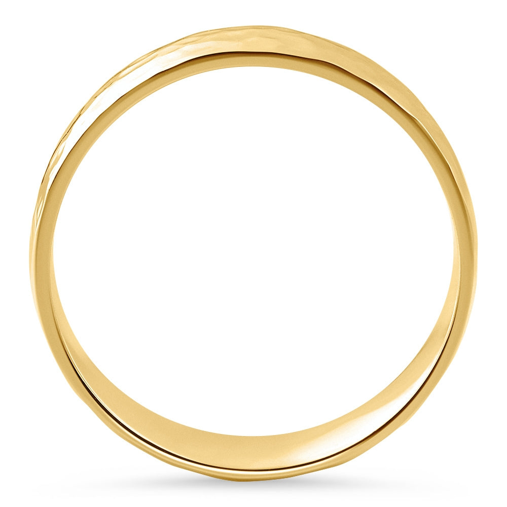 Men's Polished Hammered Wedding Band 14k Gold or Platinum
