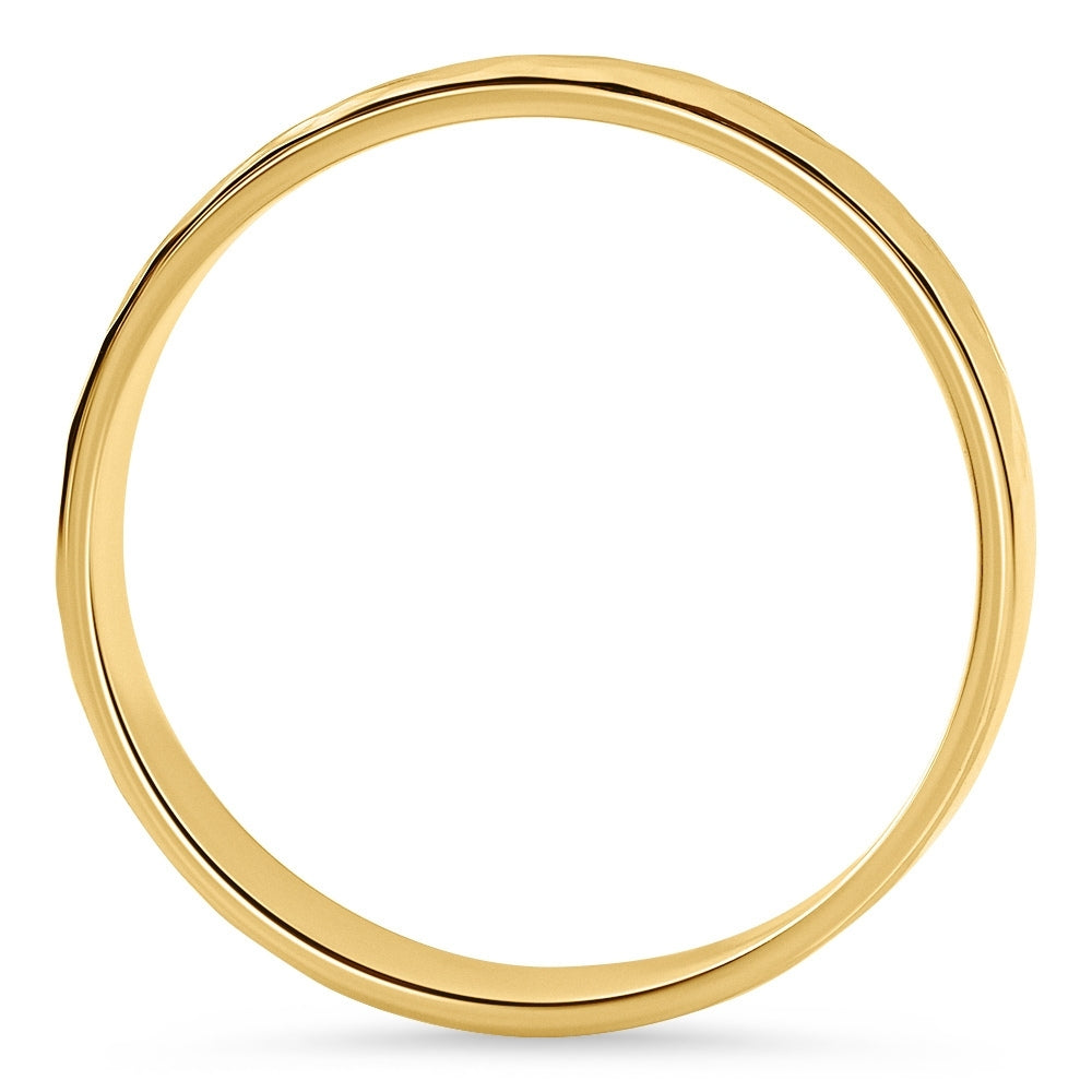 Men's Brushed Hammered Wedding Band 14k Gold Ring