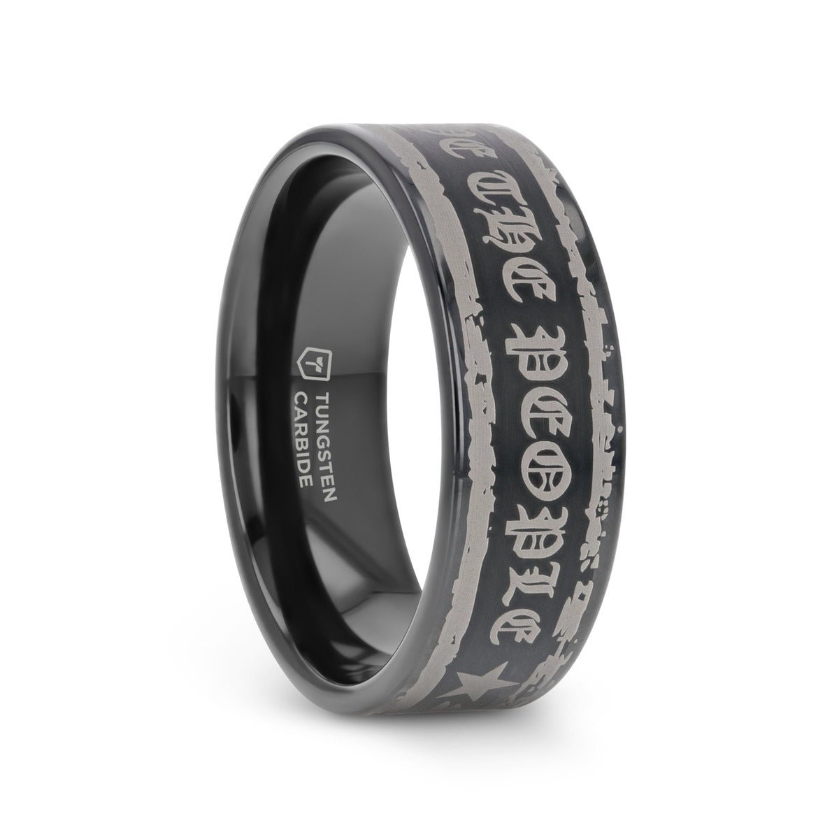 WE THE PEOPLE | Engraved Black Tungsten Band, Flat