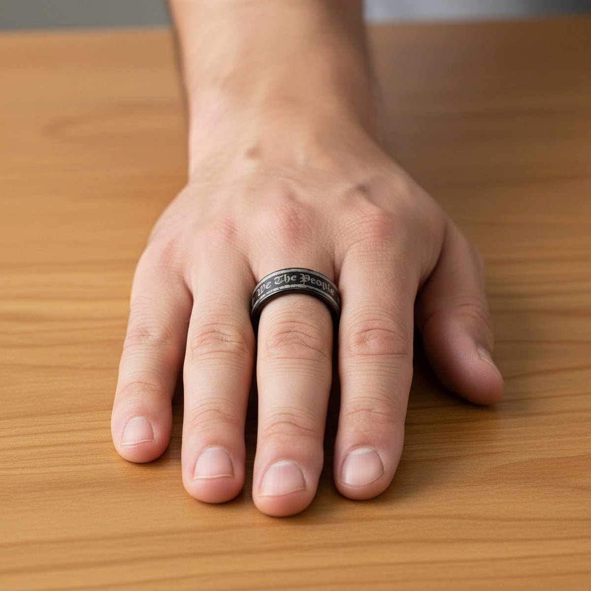 WE THE PEOPLE | Engraved Black Tungsten Band, Flat