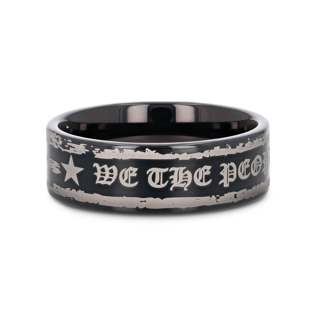 WE THE PEOPLE | Engraved Black Tungsten Band, Flat