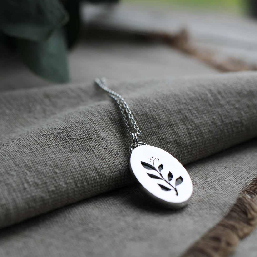 Moss Agate Leaf Silhouette Pendant Limited Edition No. 150