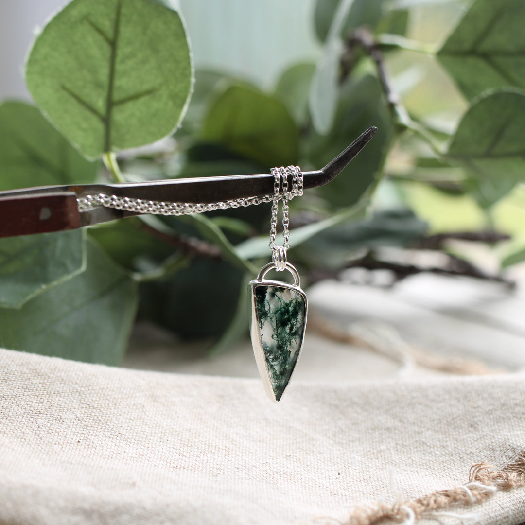 Moss Agate Open Back Pendant Limited Edition No. 151