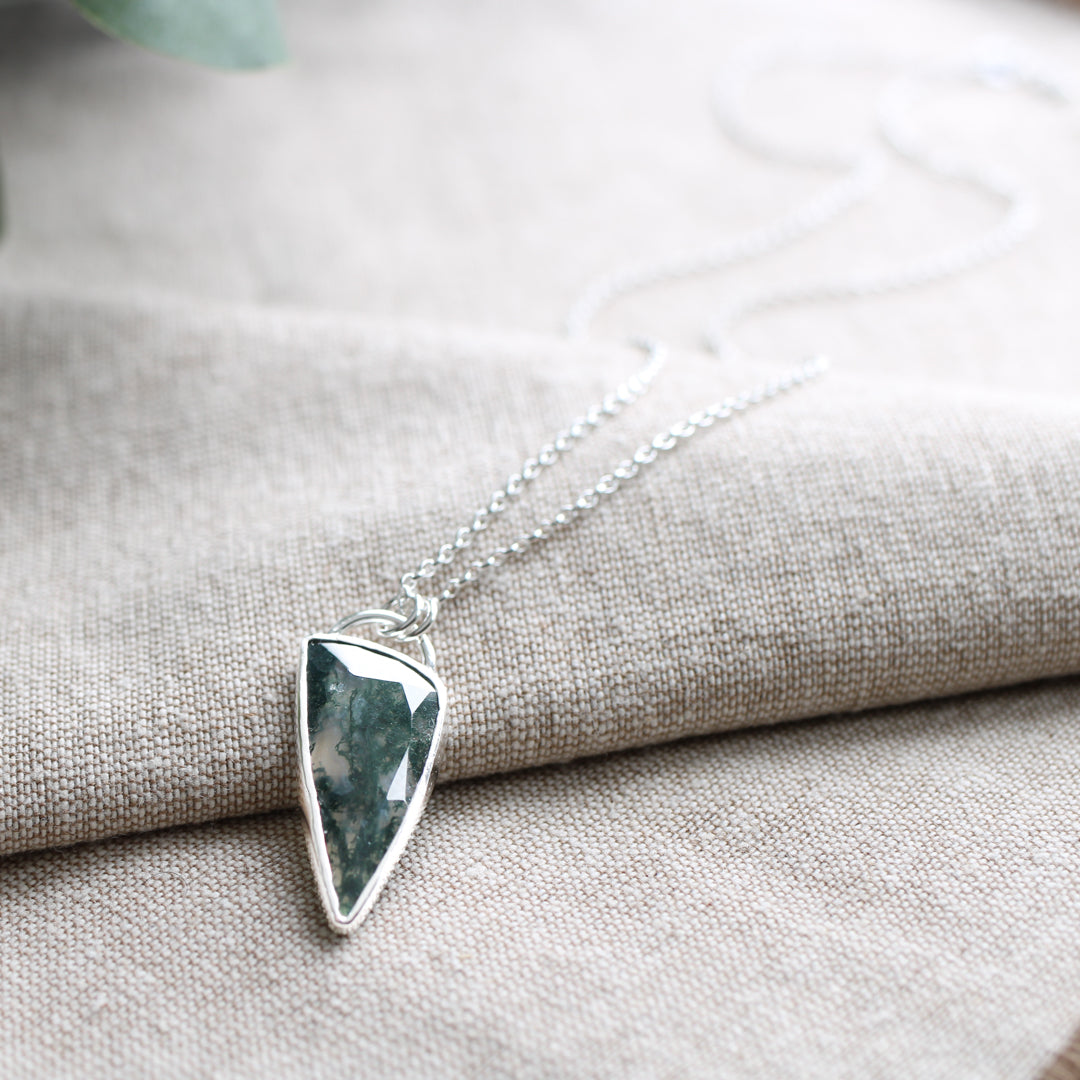Moss Agate Open Back Pendant Limited Edition No. 151