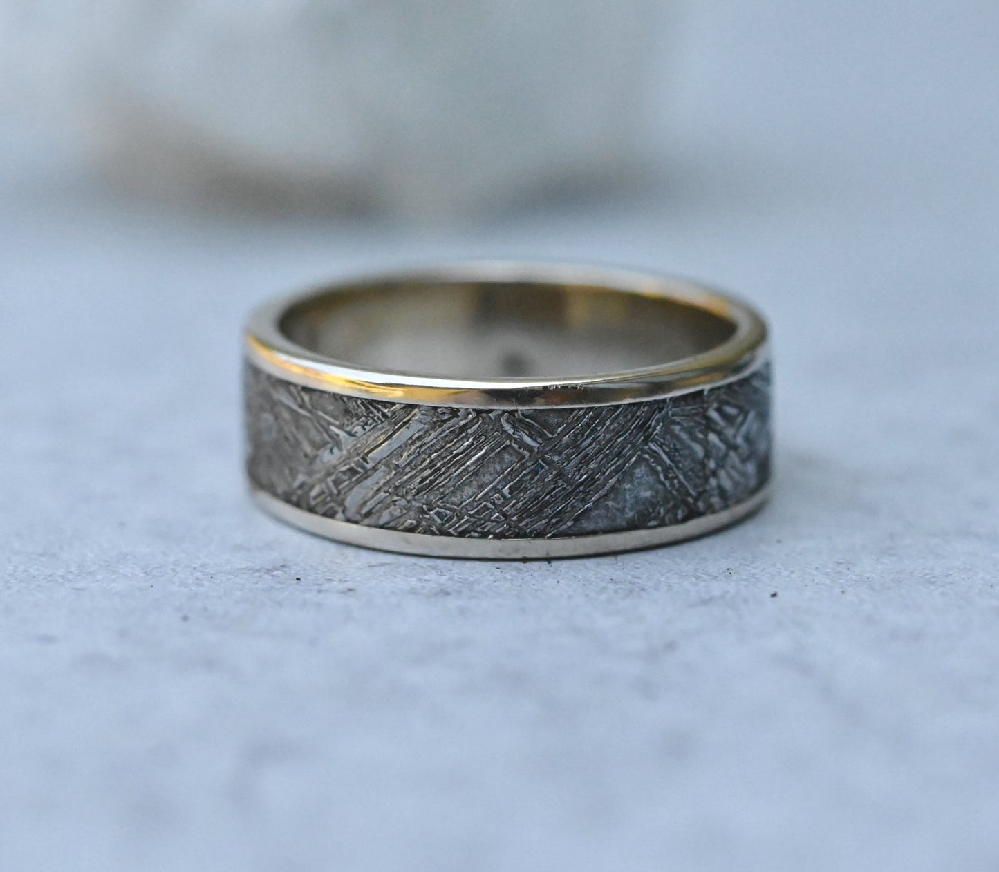 Meteorite & 14k White Gold Ring - Made To Order