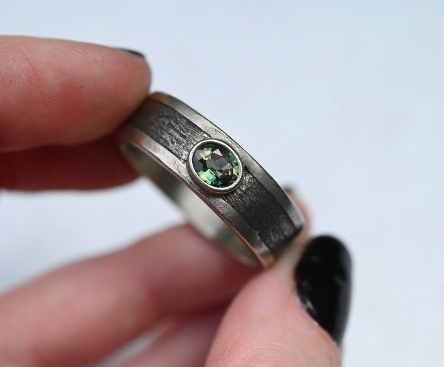 Meteorite, Gemstone & 14k White Gold Ring - Made To Order