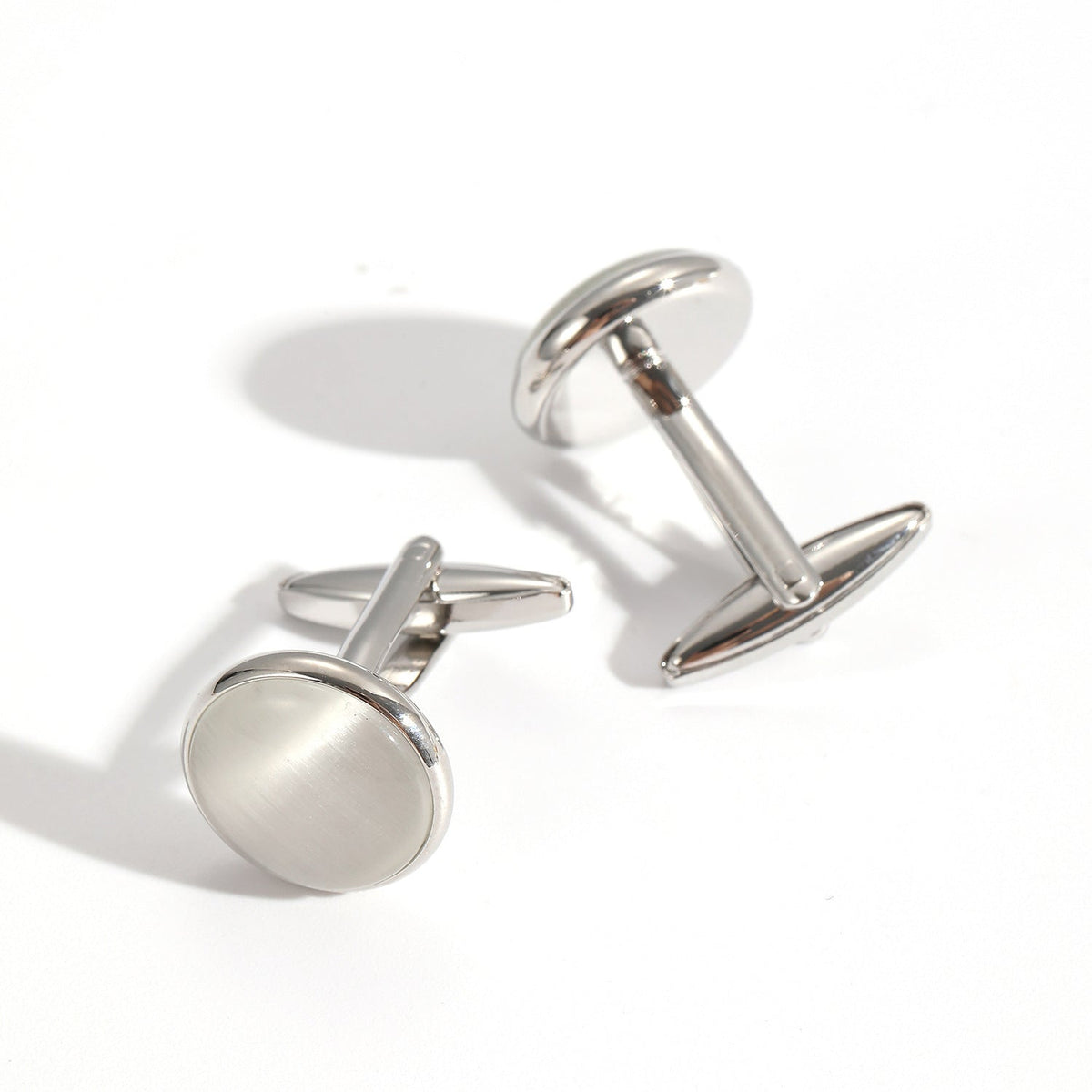 Luxury Men's Cat's Eye Stone Cufflinks - Premium Chatoyant Mineral Cuff Links for Formal Business Dress