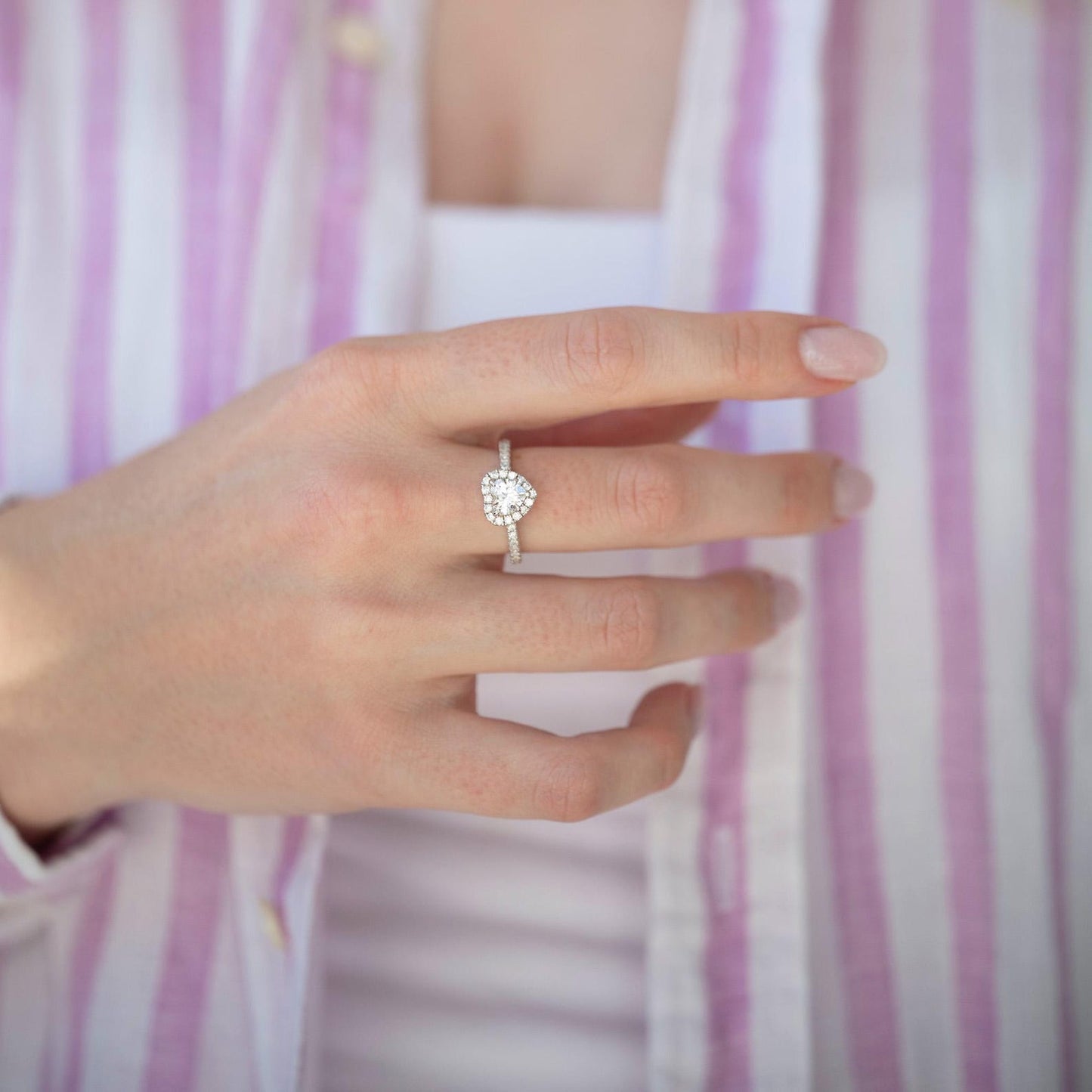 Heart White Sapphire Promise Ring in Sterling Silver