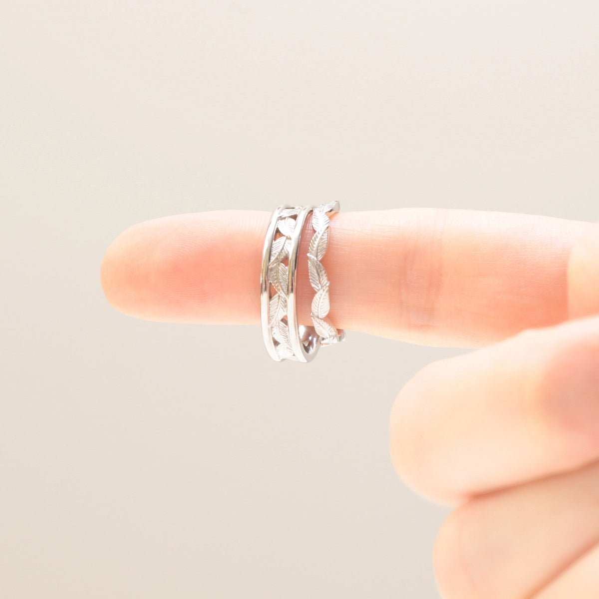 Eternity Leaf Wedding Ring Set