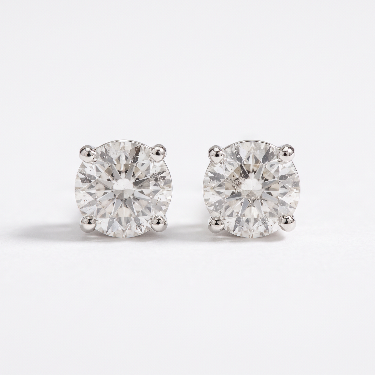 Round Four Prong Natural Diamond Studs 14k Gold