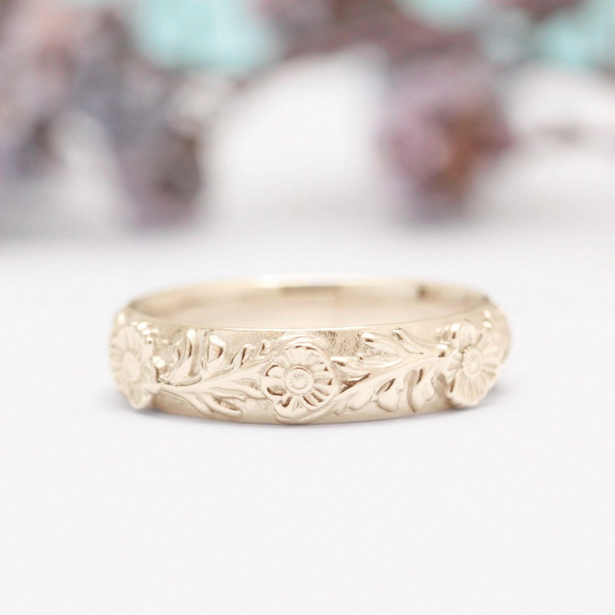 Poppy Leaf Wedding Ring Set