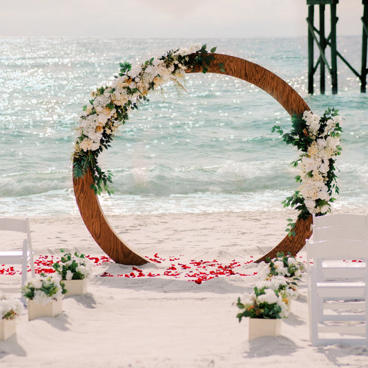 A Stunning Day Wedding Ceremony Package (Officiant, Photographer, Decor with Seating)