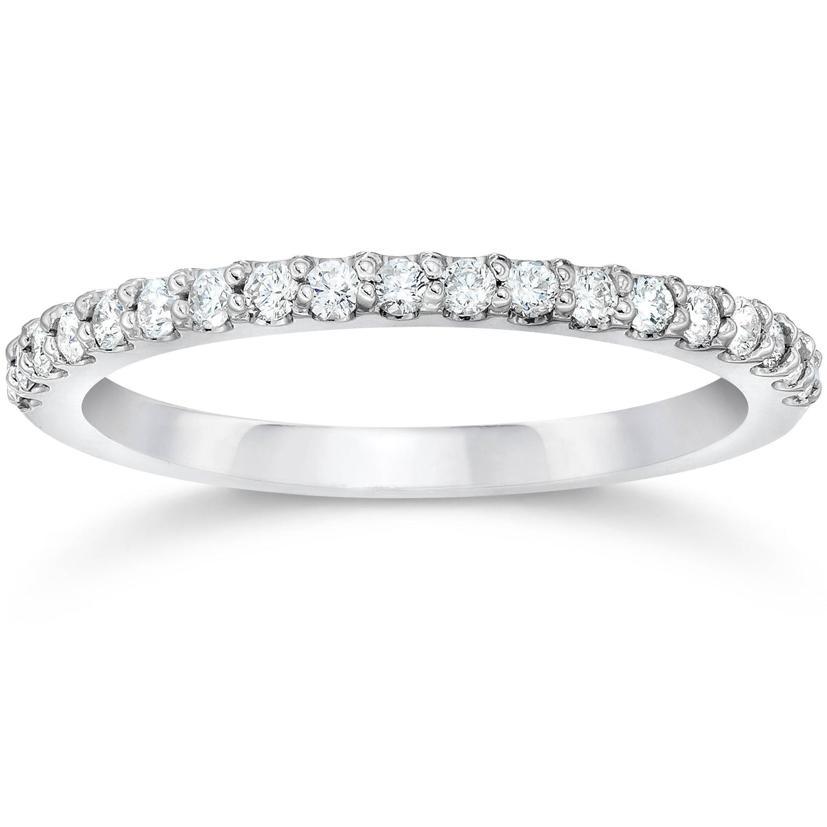 1/4ct Pave Lab Created Diamond Wedding Ring 14K White Gold