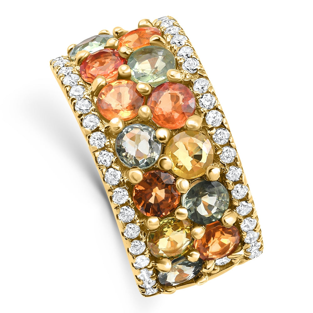 4.40Ct Saphire & Diamond Ring 14k Yellow Gold Size 6