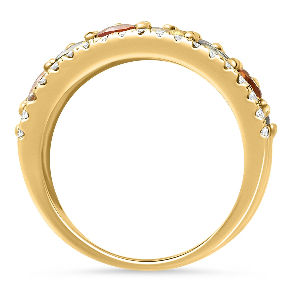 4.40Ct Saphire & Diamond Ring 14k Yellow Gold Size 6