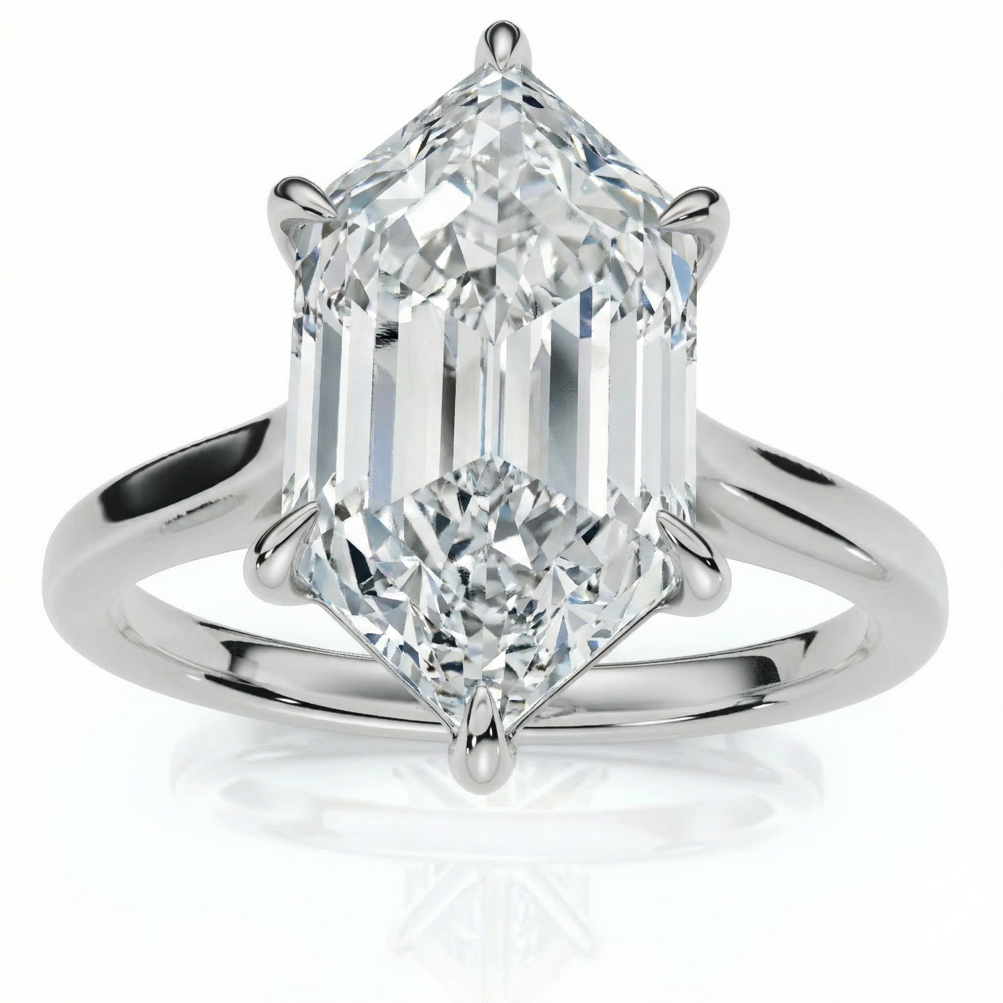 Certified 3Ct Vireo Elongated Hexagon Diamond Engagement Ring 14k Gold Lab Grown