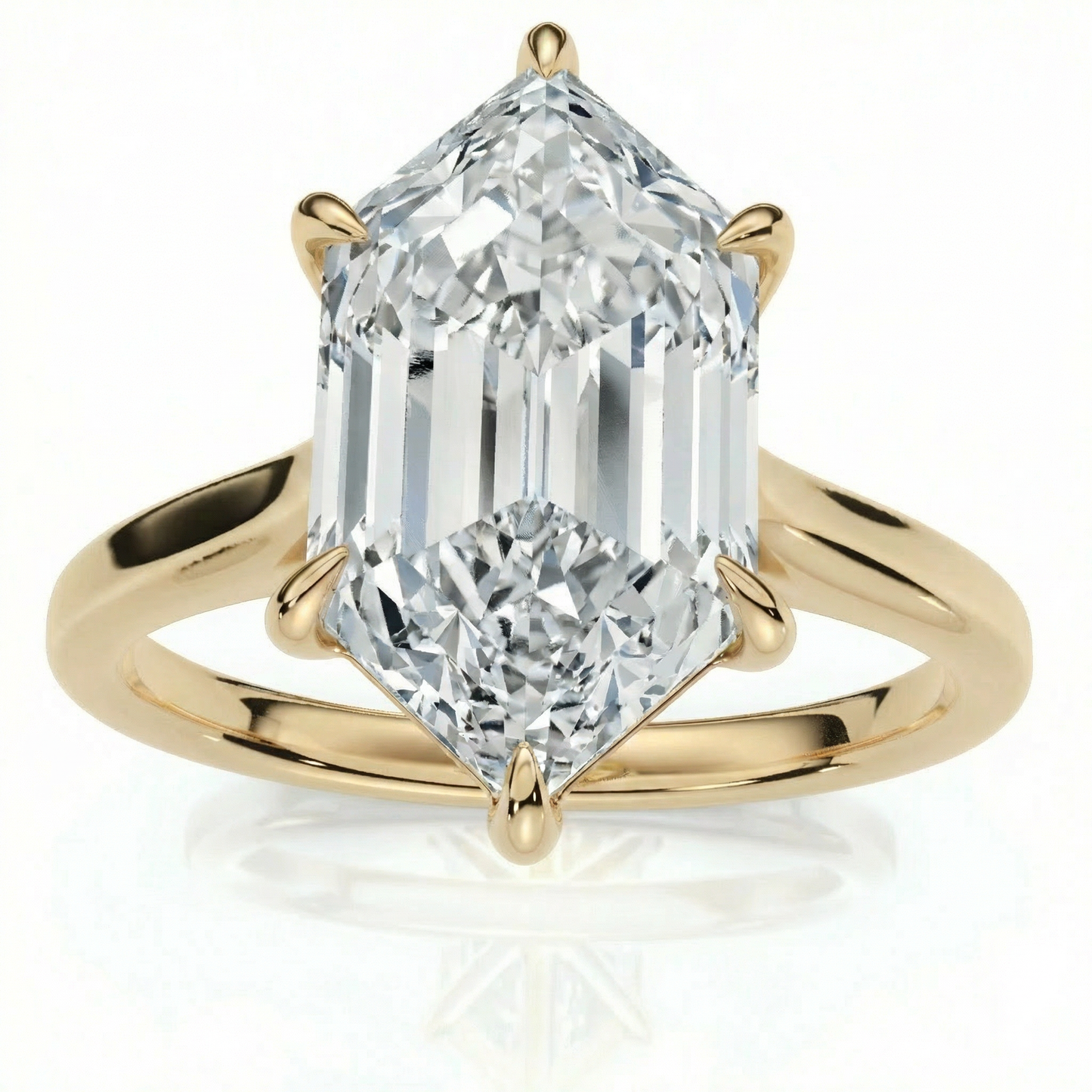 Certified 3Ct Vireo Elongated Hexagon Diamond Engagement Ring 14k Gold Lab Grown