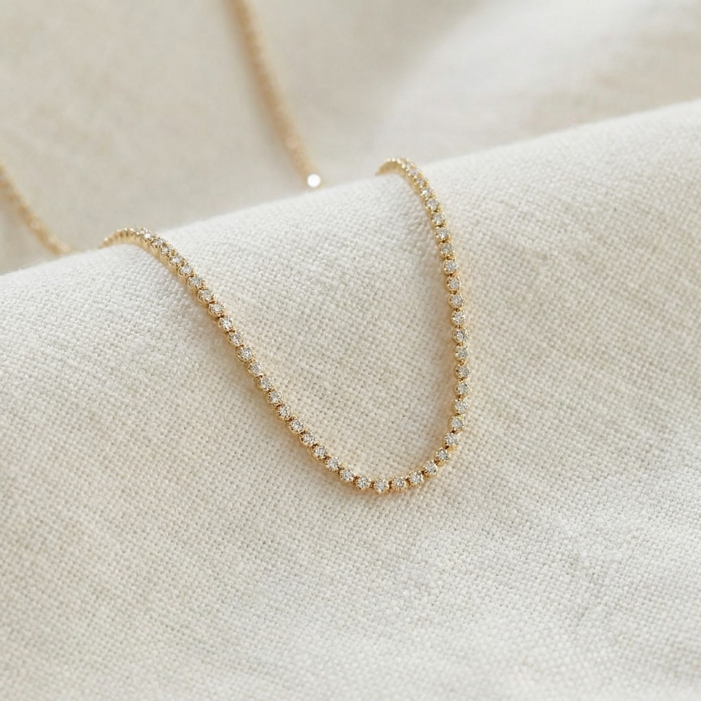 6Ct Round Lab Grown Diamond Tennis Necklace 14k Yellow Gold 18" Lab Grown
