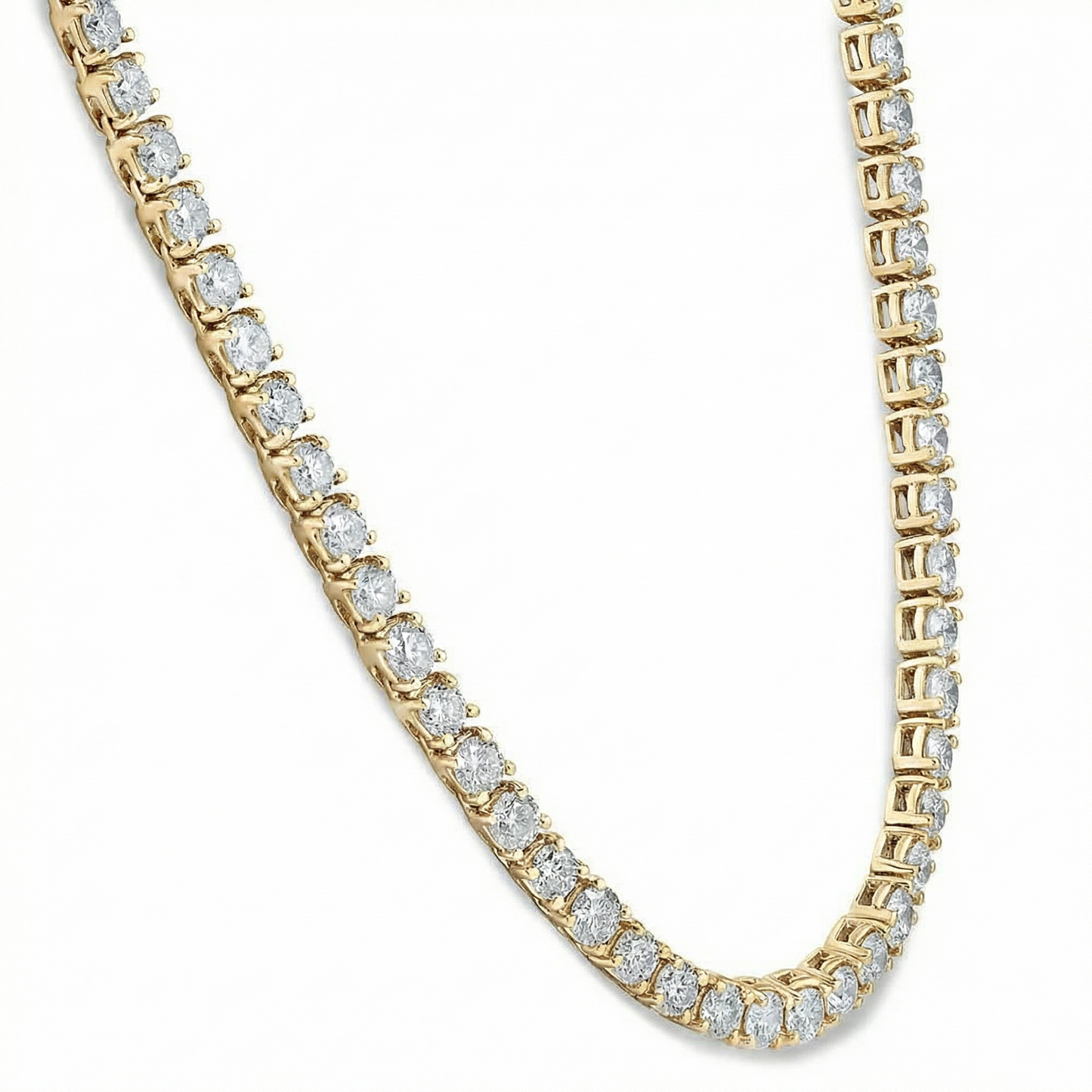 10Ct TW Lab Grown Diamond Tennis Necklace 14K Yellow Gold 16.5"