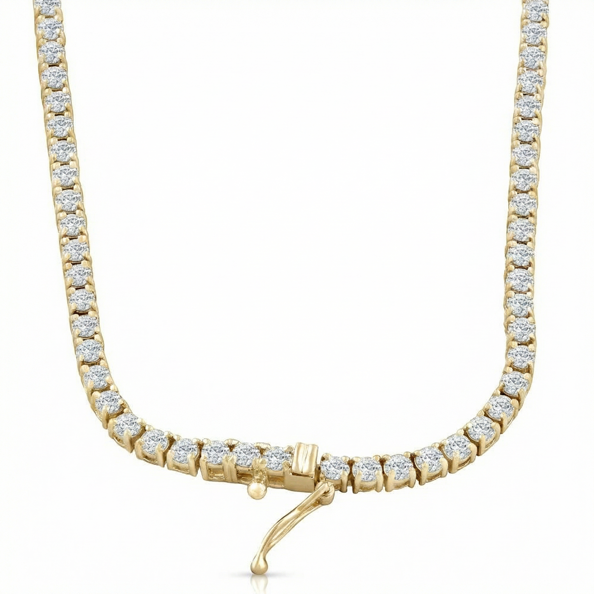 10Ct TW Lab Grown Diamond Tennis Necklace 14K Yellow Gold 16.5"