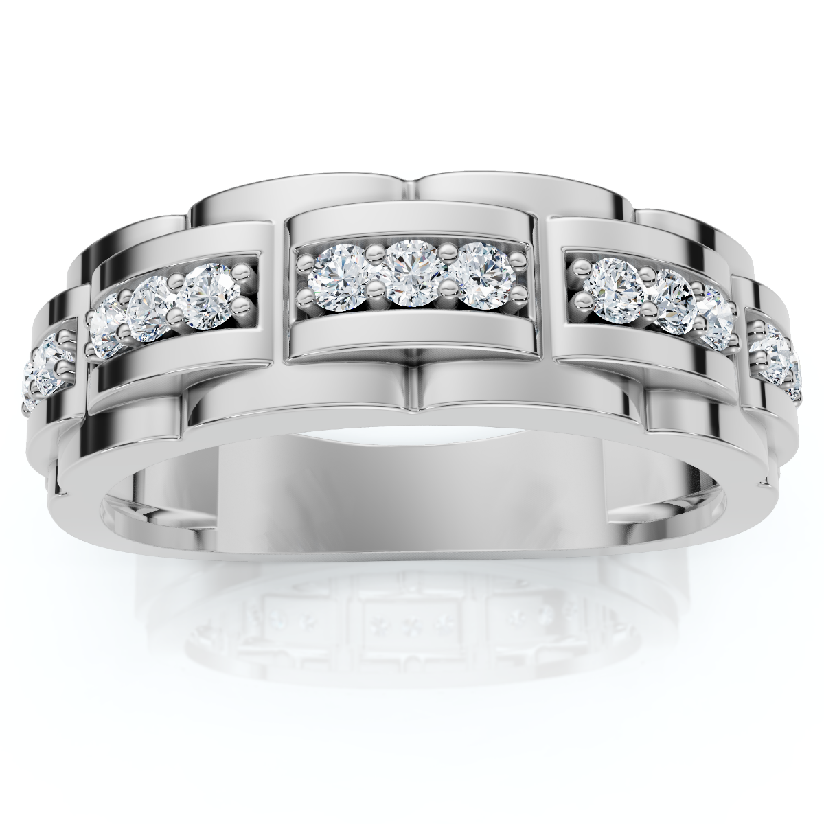 VS .54Ct Mens Natural Diamond Wedding Ring 14k White Gold Anniversary Band